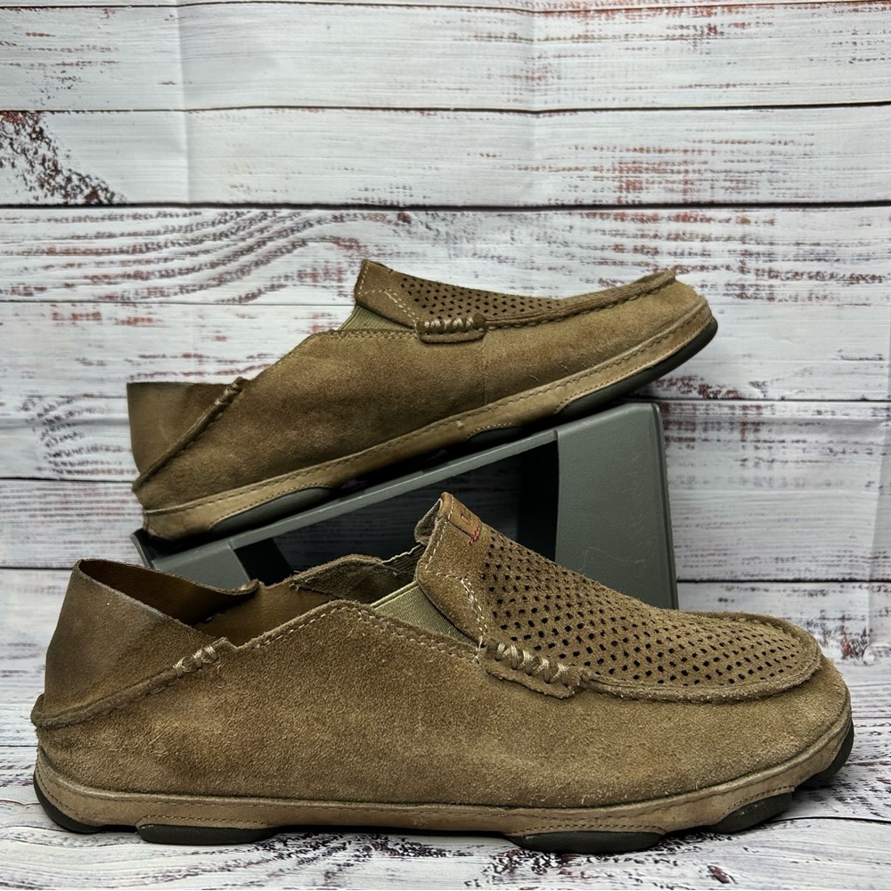 Olukai Moloa Kohana Men’s Shoes US 10 Brown Leather Casual Slip-On 10184